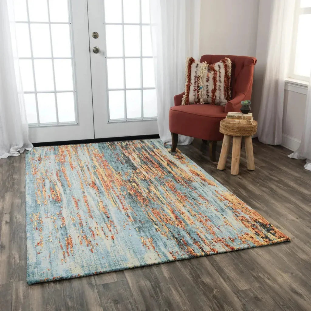 Deys Abstract Blue Large Area Rugs For Living Room -- blue