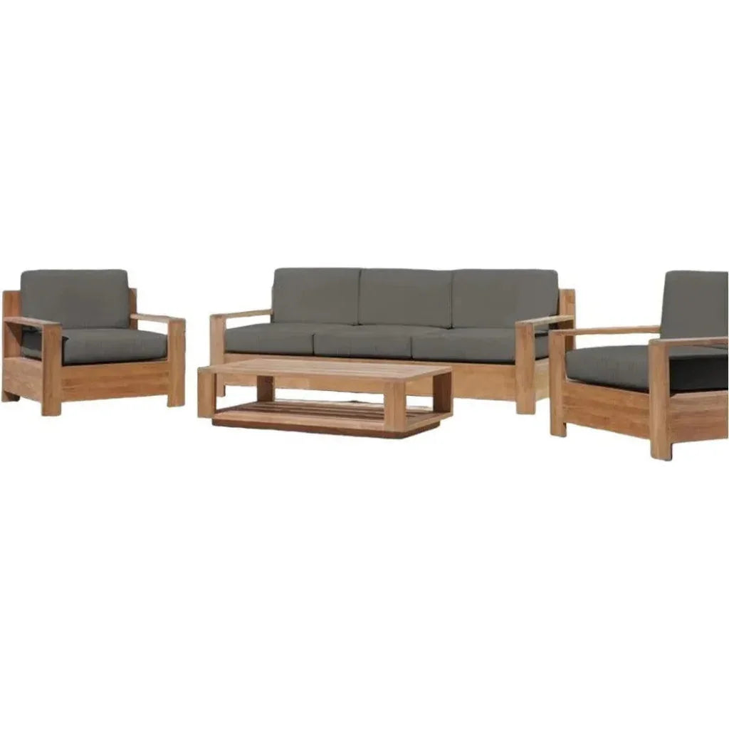 Qube 4PC Teak Outdoor Patio Deep Set Sunbrella Cushion -- view 9