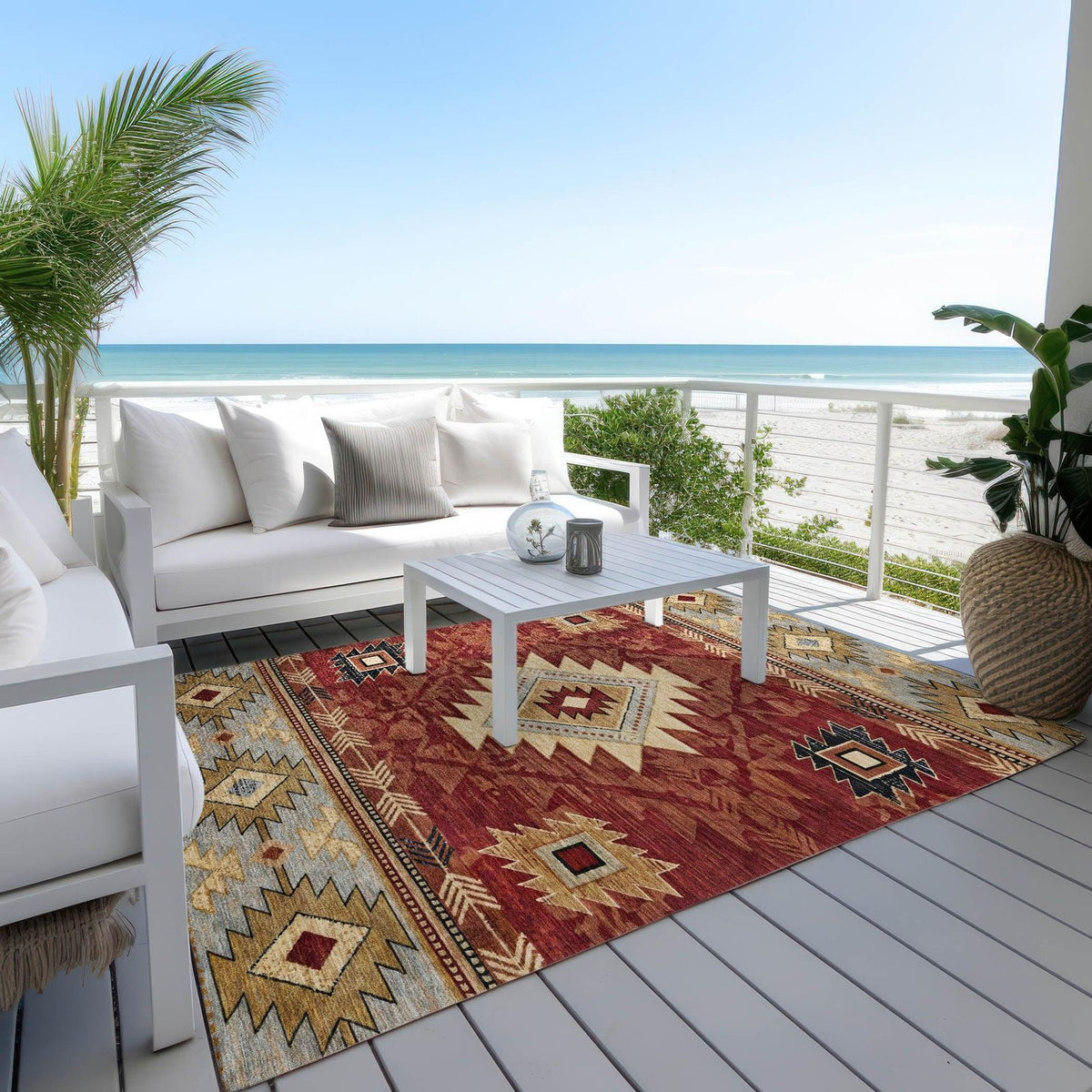 Jaelas Orange Washable Indoor-Outdoor Rug -- view 3