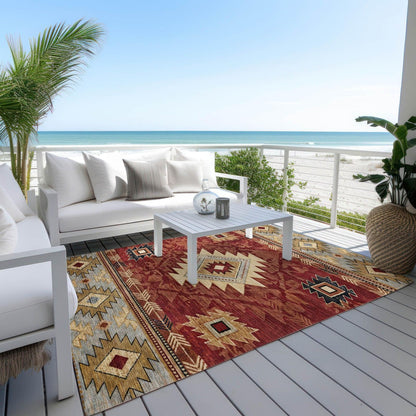 Jaelas Orange Washable Indoor-Outdoor Rug -- view 3