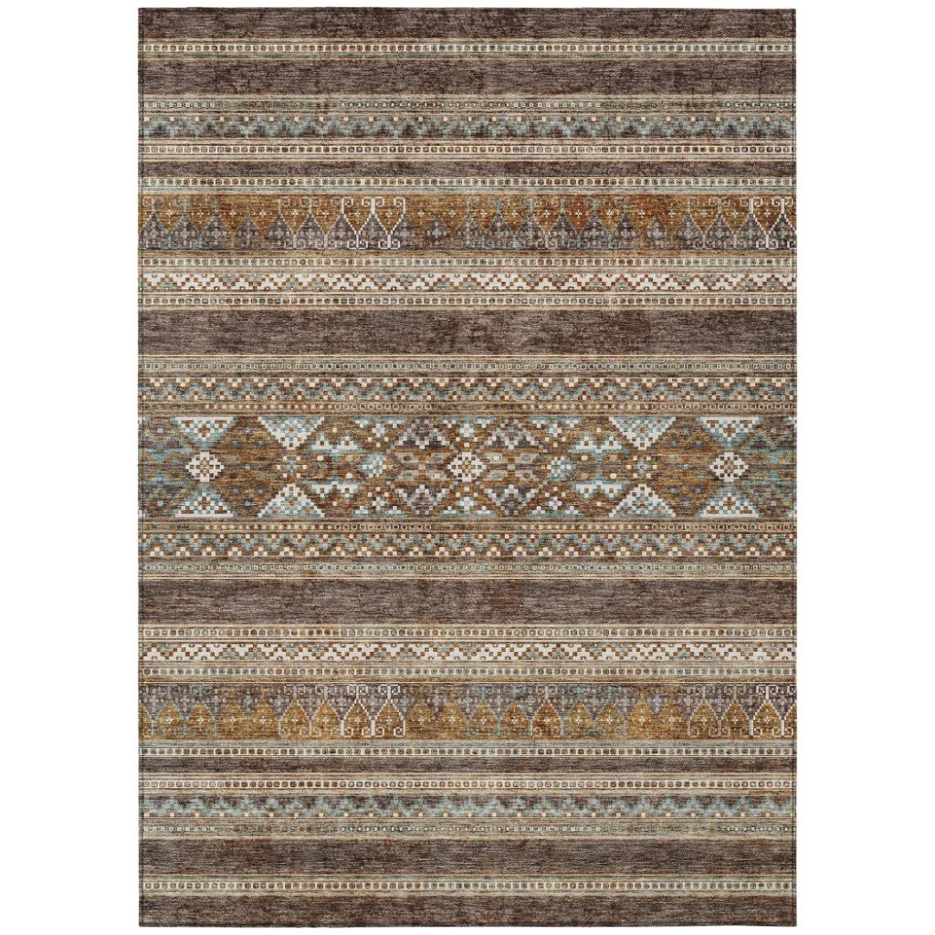 Southwest Brown Washable Indoor-Outdoor Rug