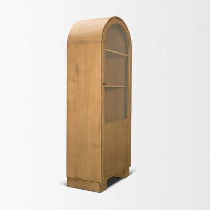 Hawthorne 32"W Solid Oak Wood & Glass Curio Cabinet -- Brown