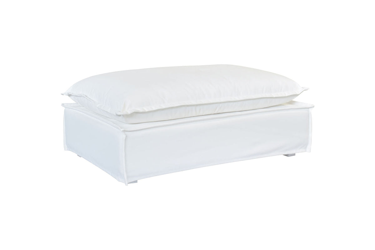Jason White Fabric Slipcover Outdoor Ottoman