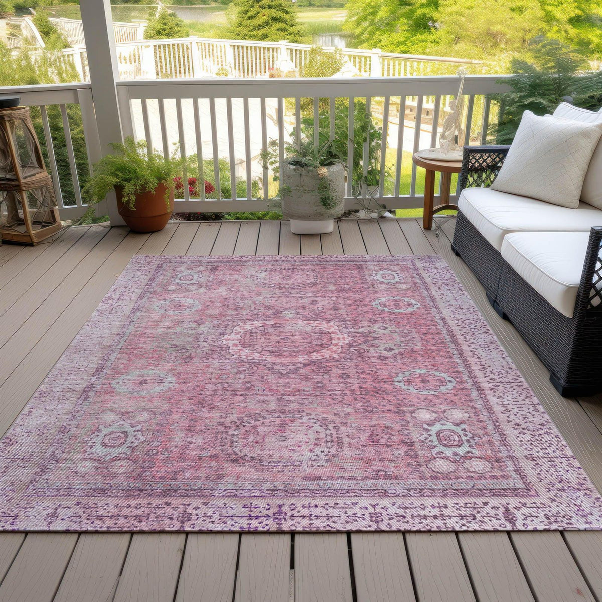 Irias Pink Washable Indoor-Outdoor Rug
