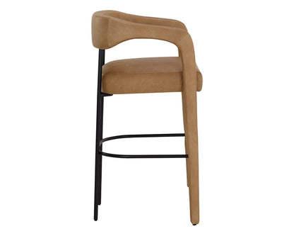 Mavia Barstool - Ludlow Sesame Leather with Matte Black Legs