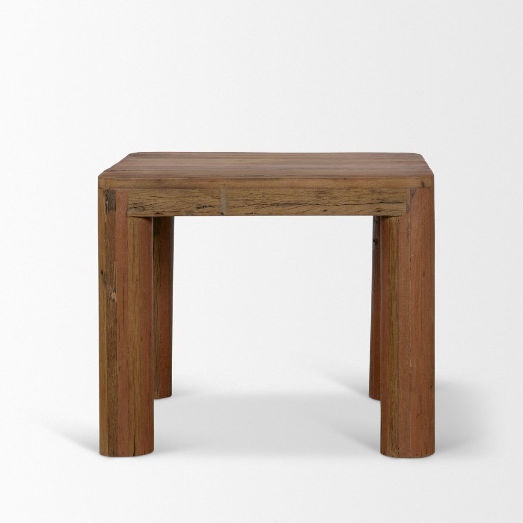 Hewitt 24" Square Smooth Reclaimed Wood Side Table -- Brown