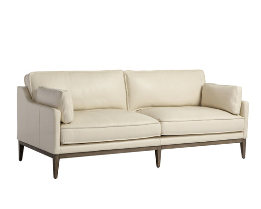 Mackenzie Sofa Astoria Cream Leather With Wood Legs