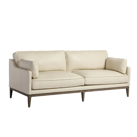 Mackenzie Sofa Astoria Cream Leather With Wood Legs