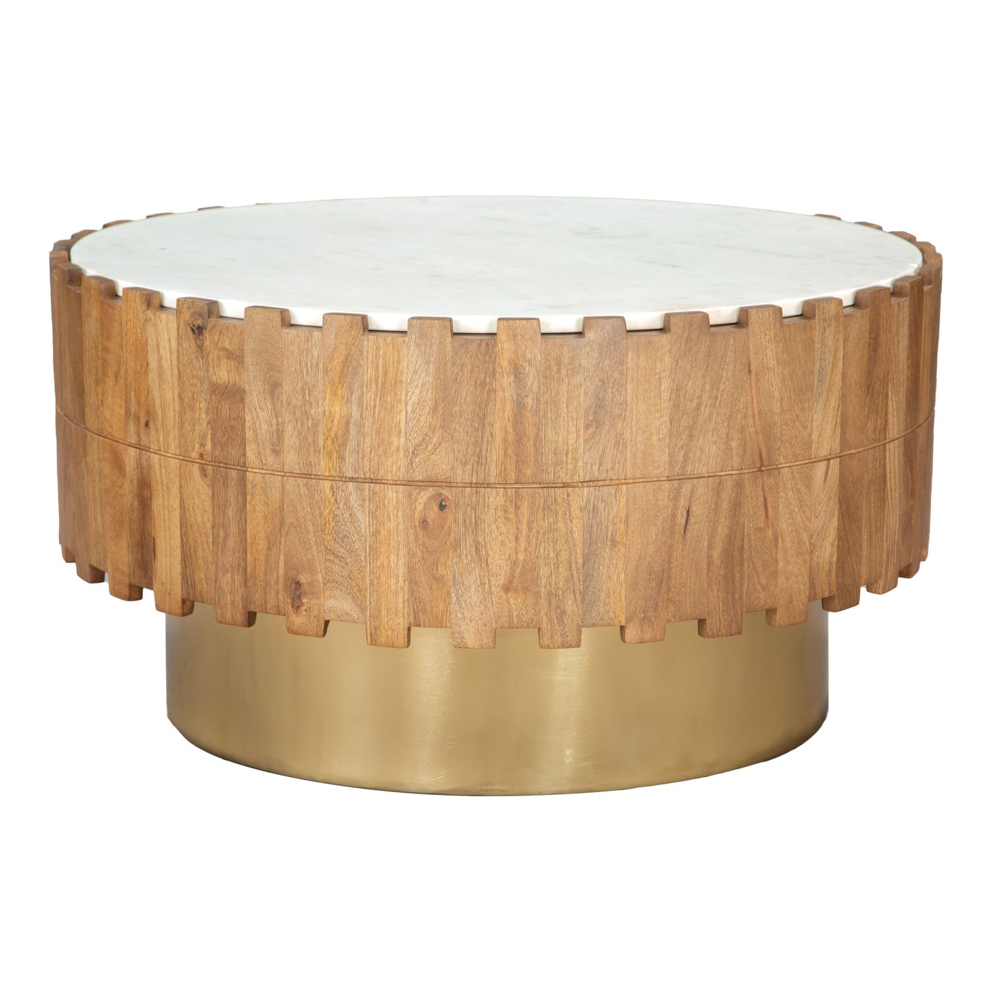 Bombay Natural Wood and Marble Round Coffee Table