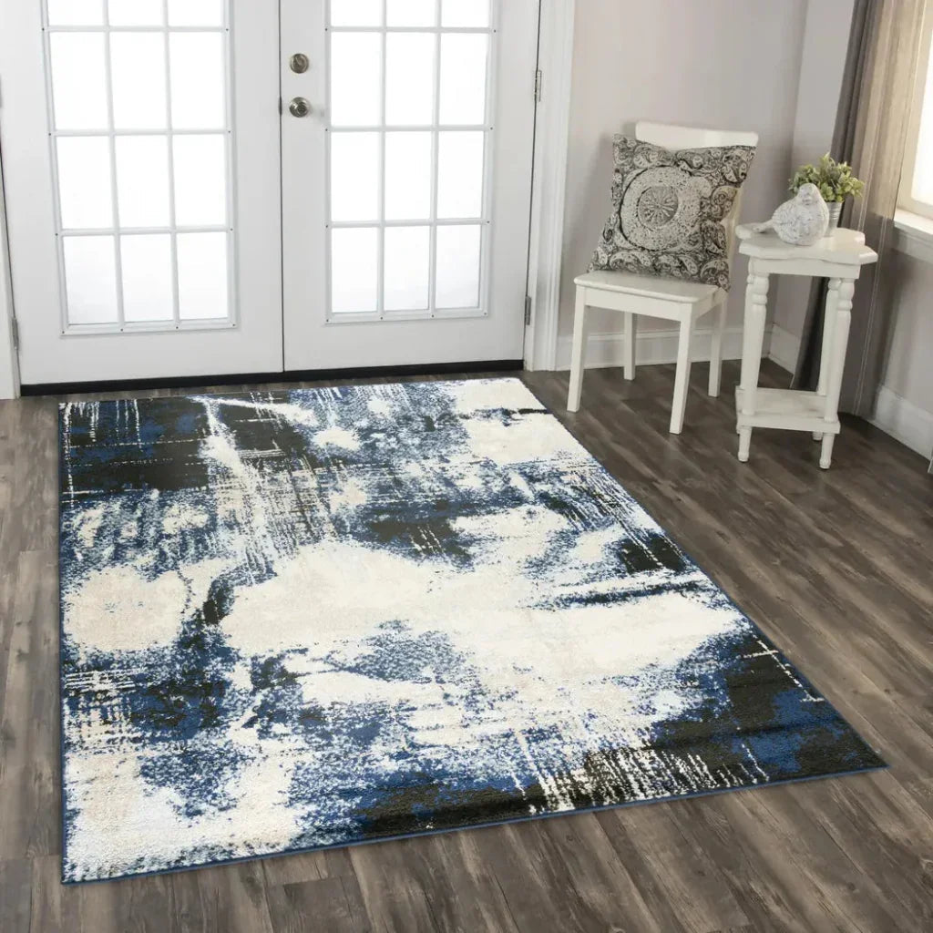 Come Abstract Blue Kitchen Hallway Runner Rug -- blue