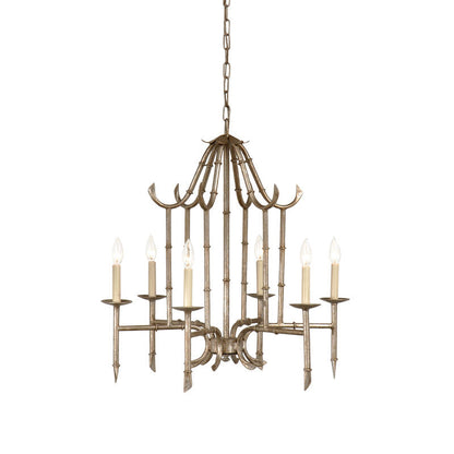Bamboo Modern Silver Chandelier