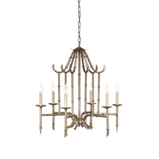 Wildwood Bamboo Modern Silver Chandelier