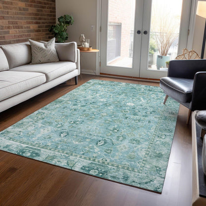 Laeel Blue Washable Indoor-Outdoor Rug -- blue