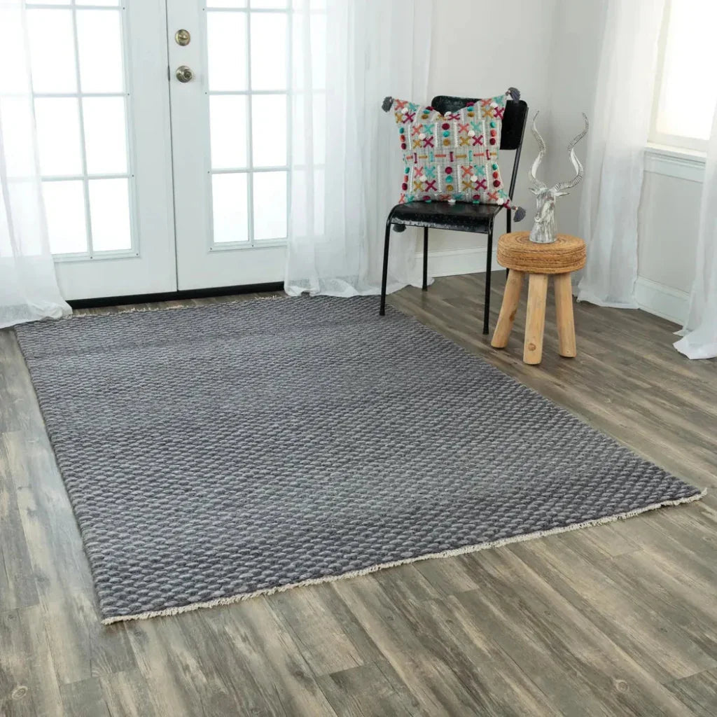 Cobi Basketweave Charcoal Area Rugs For Living Room -- charcoal
