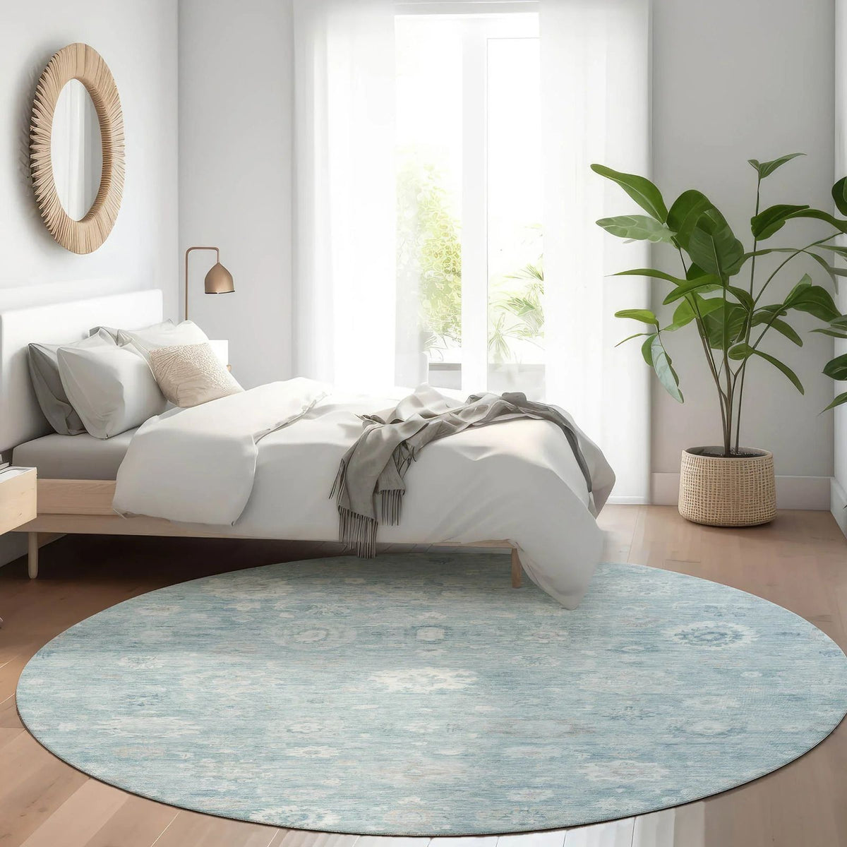 Laeara Blue Washable Indoor-Outdoor Rug