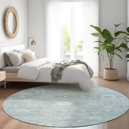 Laeara Blue Washable Indoor-Outdoor Rug
