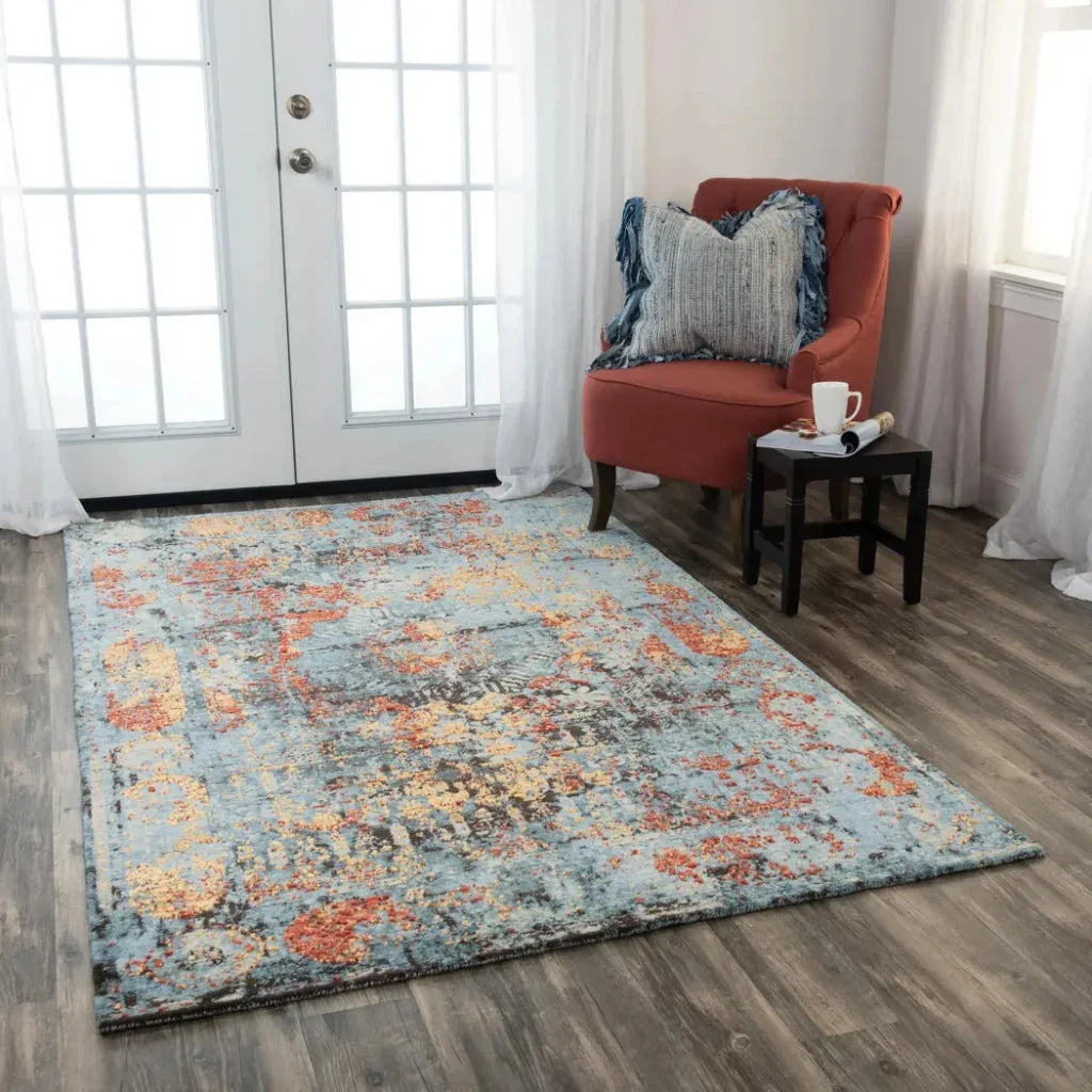 Alli Abstract Blue Large Area Rugs For Living Room -- blue