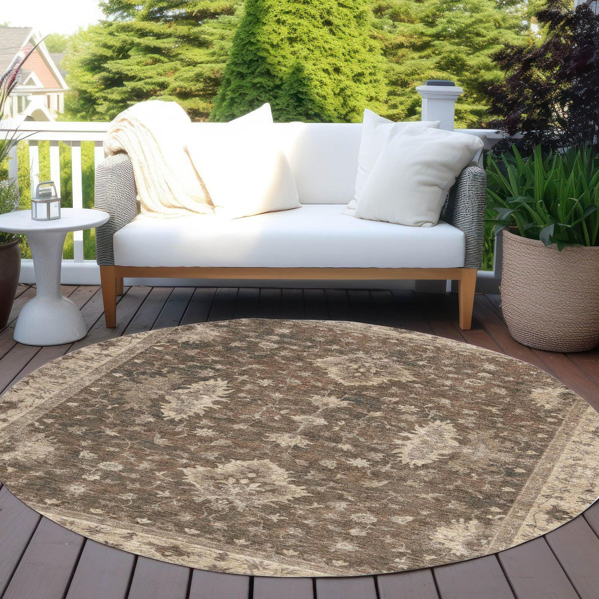 Iriaris Brown Washable Indoor-Outdoor Rug
