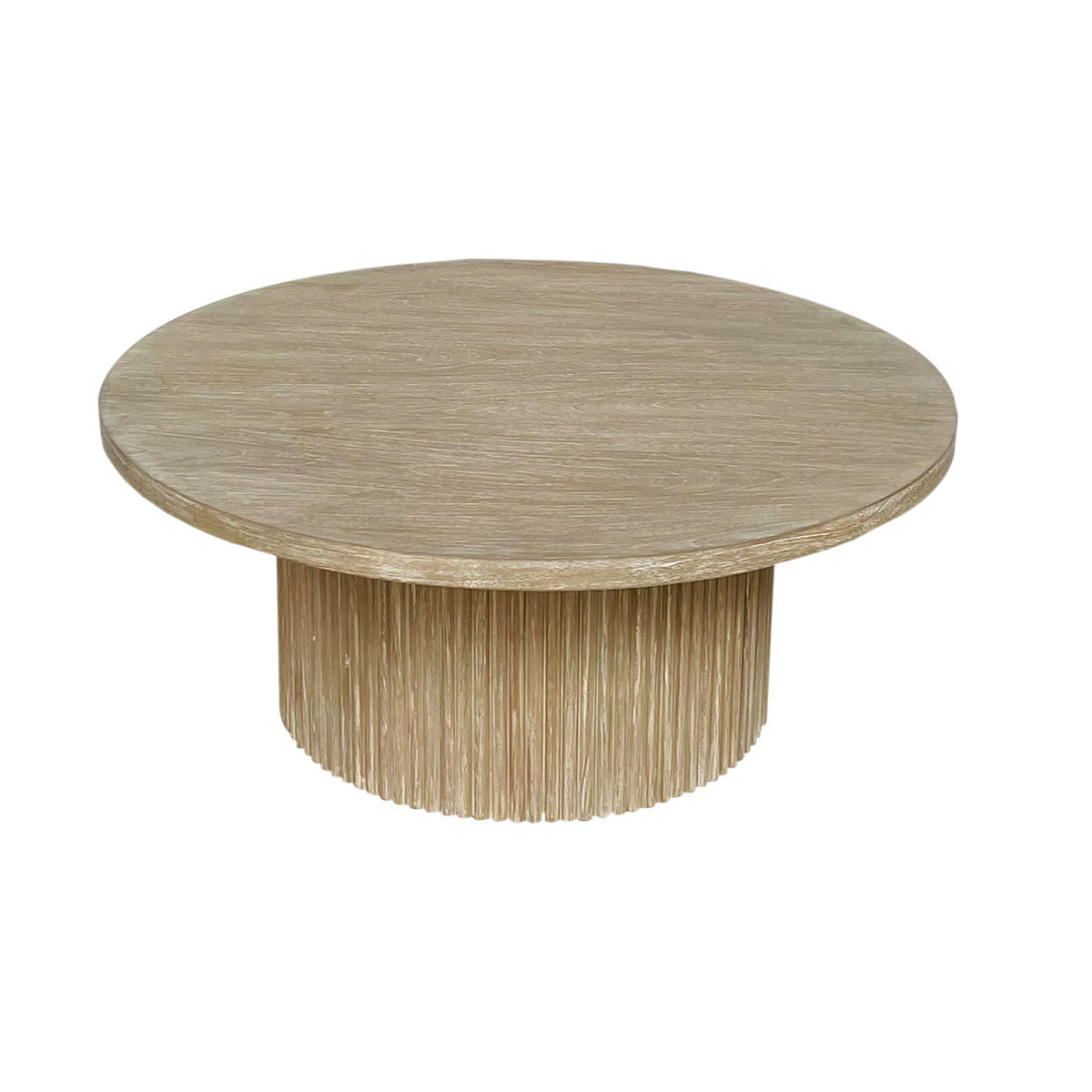 Elle 39" Natural Wooden Round Mindi wood Coffee Table -- Natural