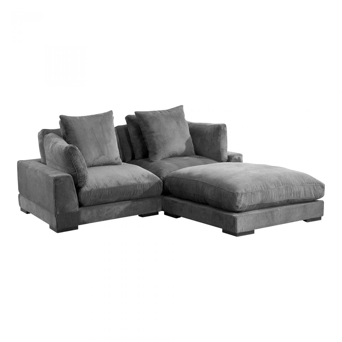 3 PC Grey Corduroy Couch Large Reversible Modular Sofa Modular Sofas LOOMLAN By Moe's Home