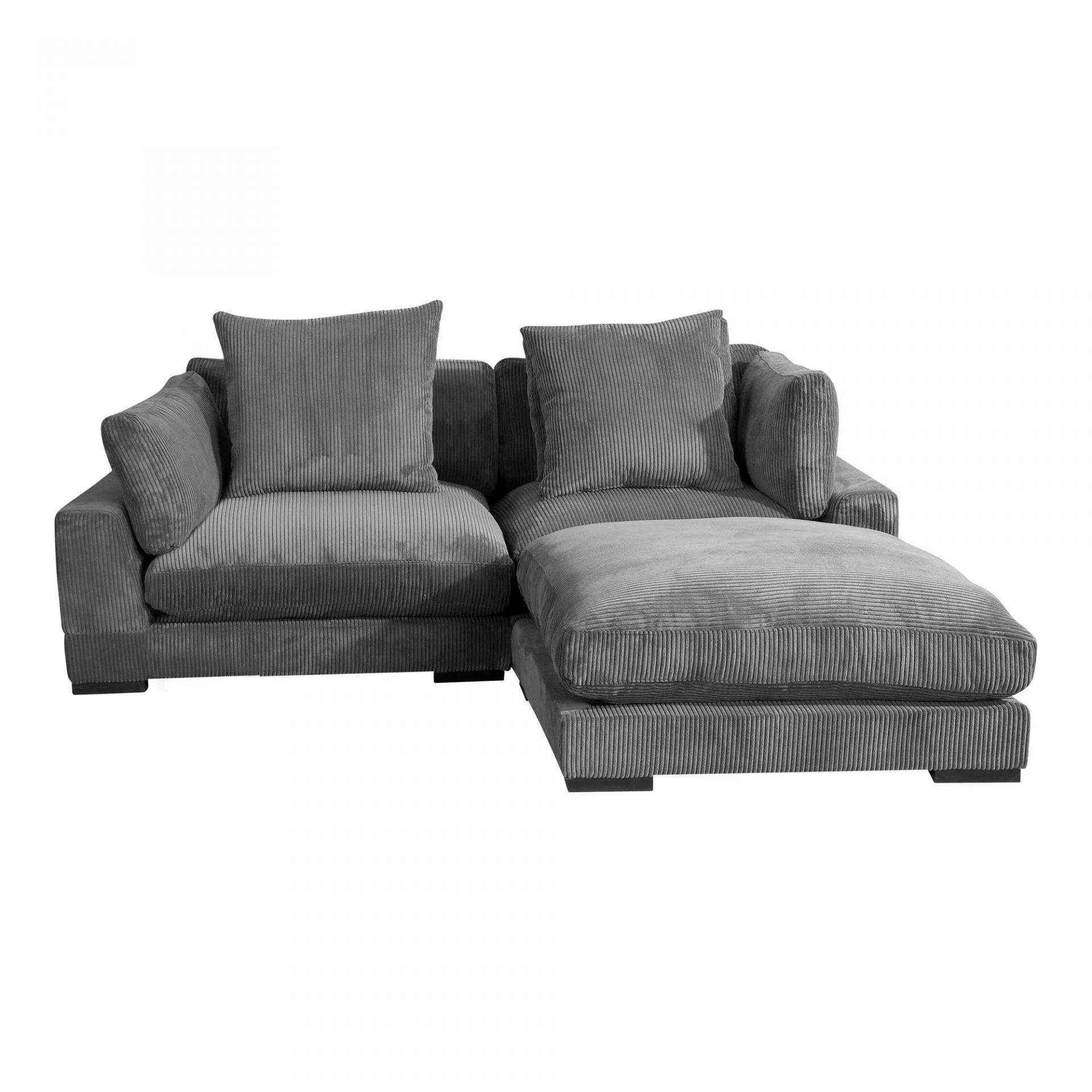 3 PC Grey Corduroy Couch Large Reversible Modular Sofa Modular Sofas LOOMLAN By Moe's Home