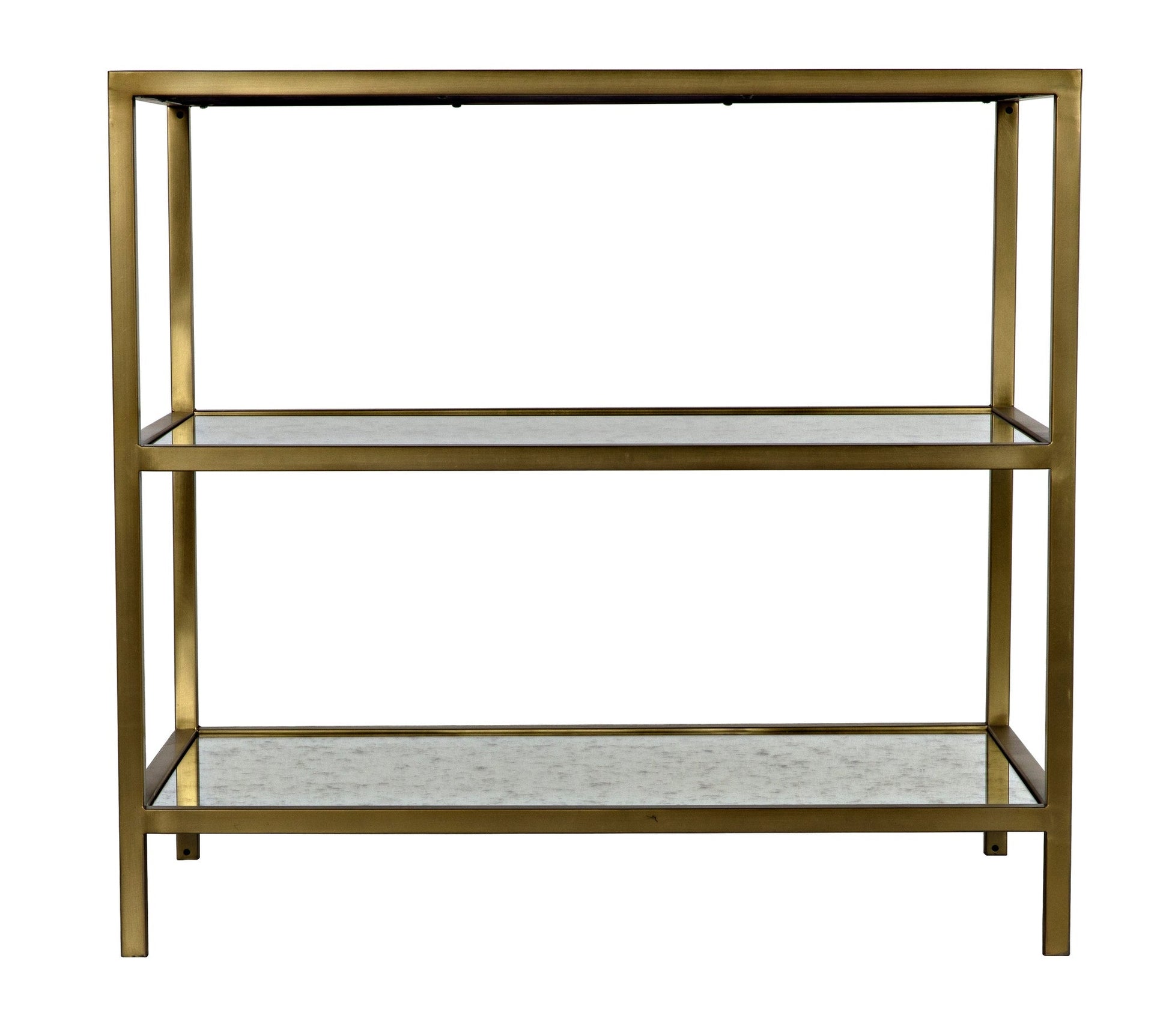 3 Tier Steel Rectangle Side Table With Antique Brass and Antique Mirror-Side Tables-Noir-Sideboards and Things