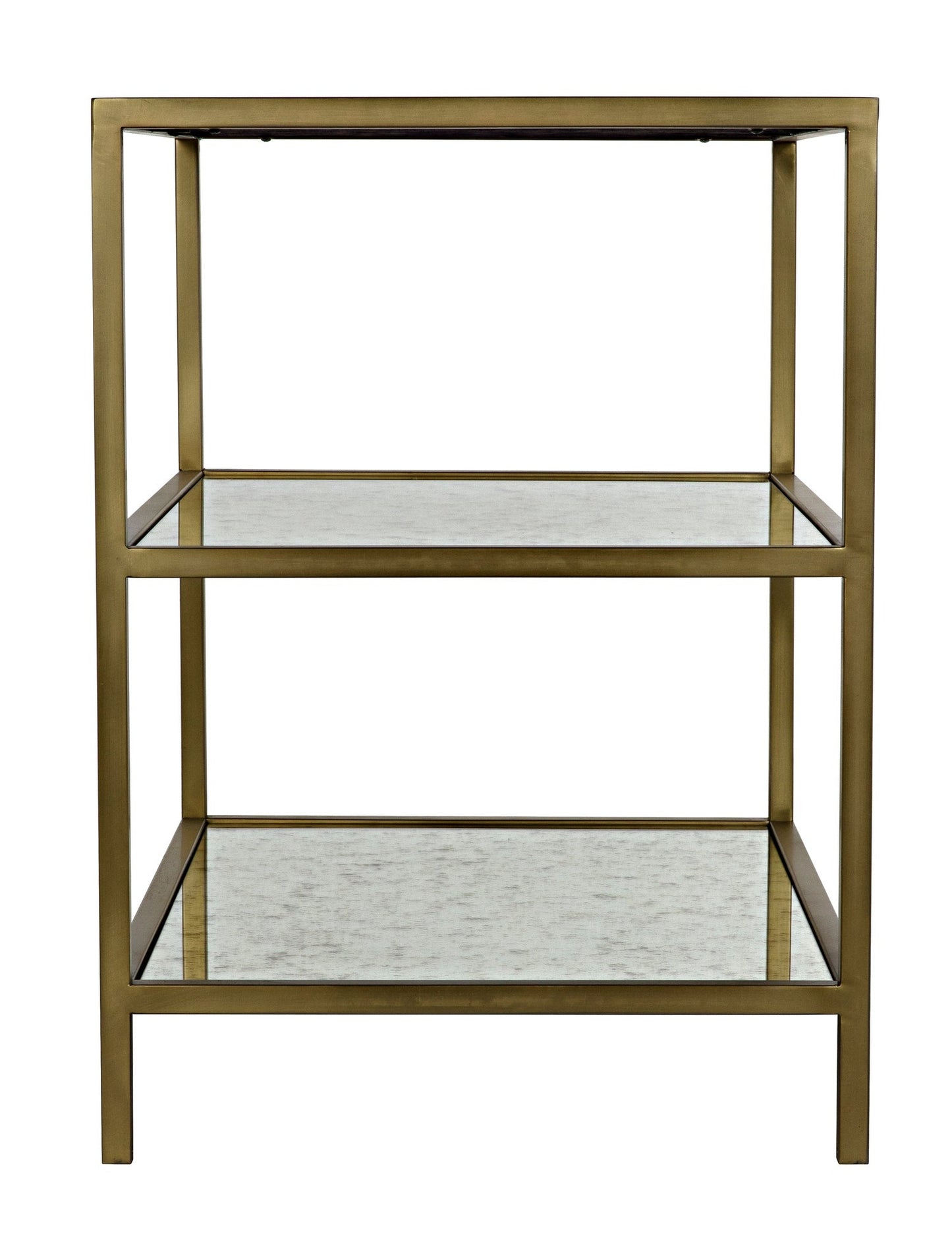 3 Tier Steel Rectangle Side Table With Antique Brass and Antique Mirror-Side Tables-Noir-Sideboards and Things