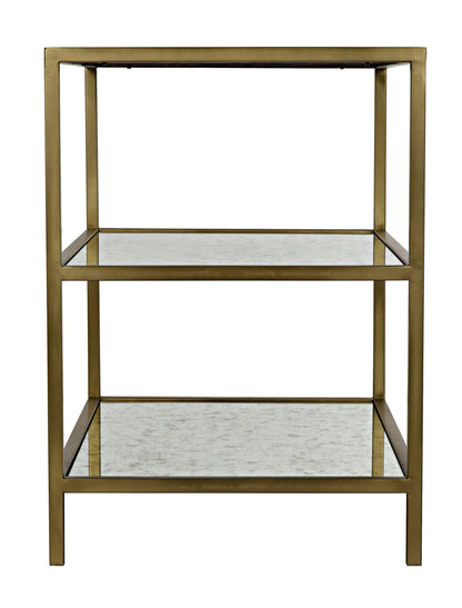 3 Tier Steel Rectangle Side Table With Antique Brass and Antique Mirror-Side Tables-Noir-Sideboards and Things