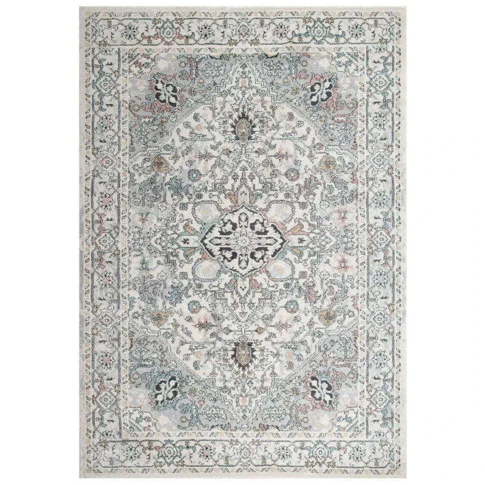 Cici Medallion White Kitchen Hallway Runner Rug