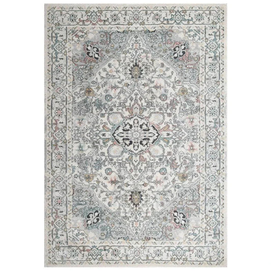 Cici Medallion White Kitchen Hallway Runner Rug