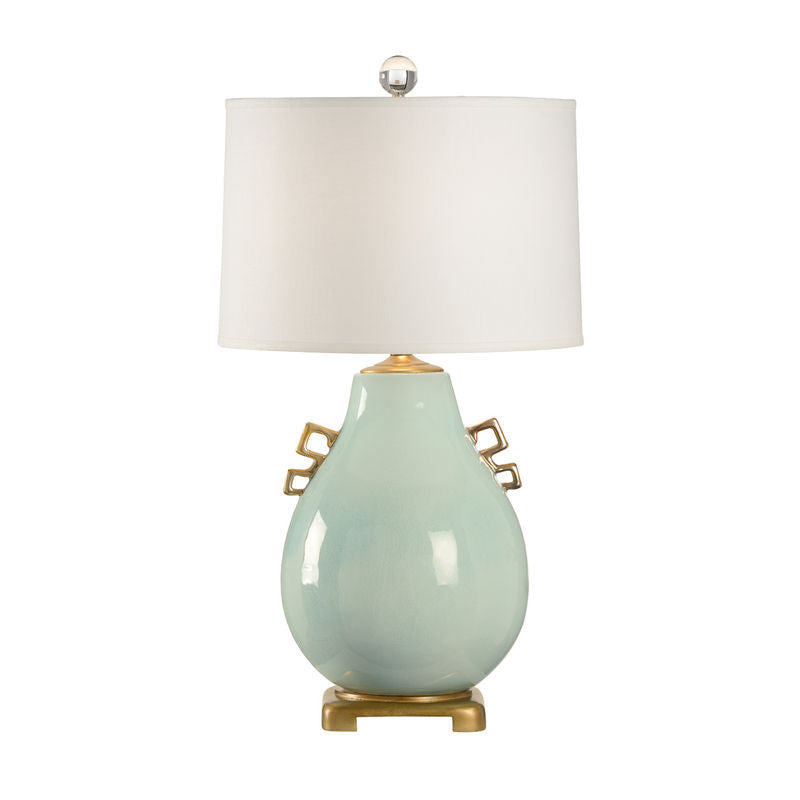 Ming White Glazed Ceramic Table Lamp-Table Lamps-Wildwood-Light Blue-LOOMLAN