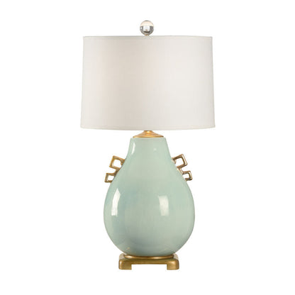 Ming White Glazed Ceramic Table Lamp-Table Lamps-Wildwood-Light Blue-LOOMLAN