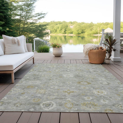 Laeara Gray Washable Indoor-Outdoor Rug -- gray