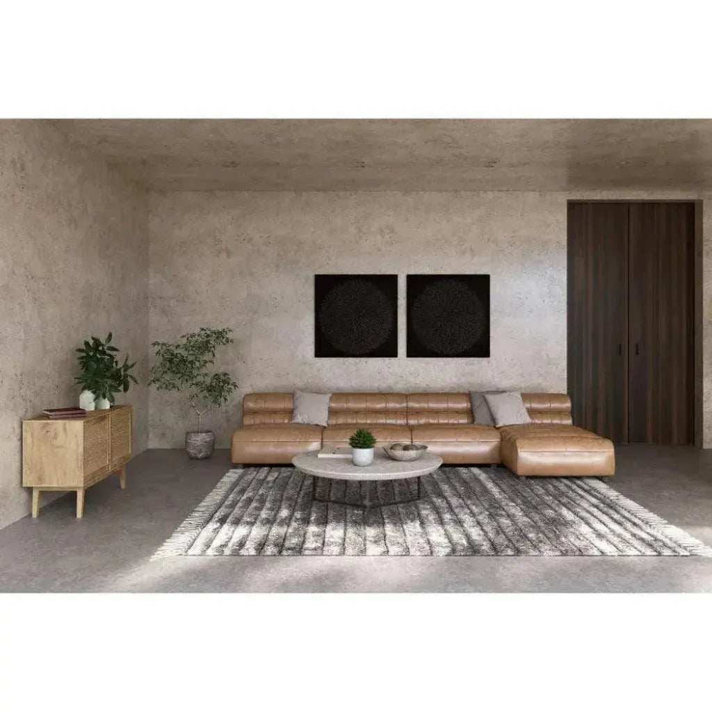 Brown Tan Leather Modular Slipper Chair -- view 5