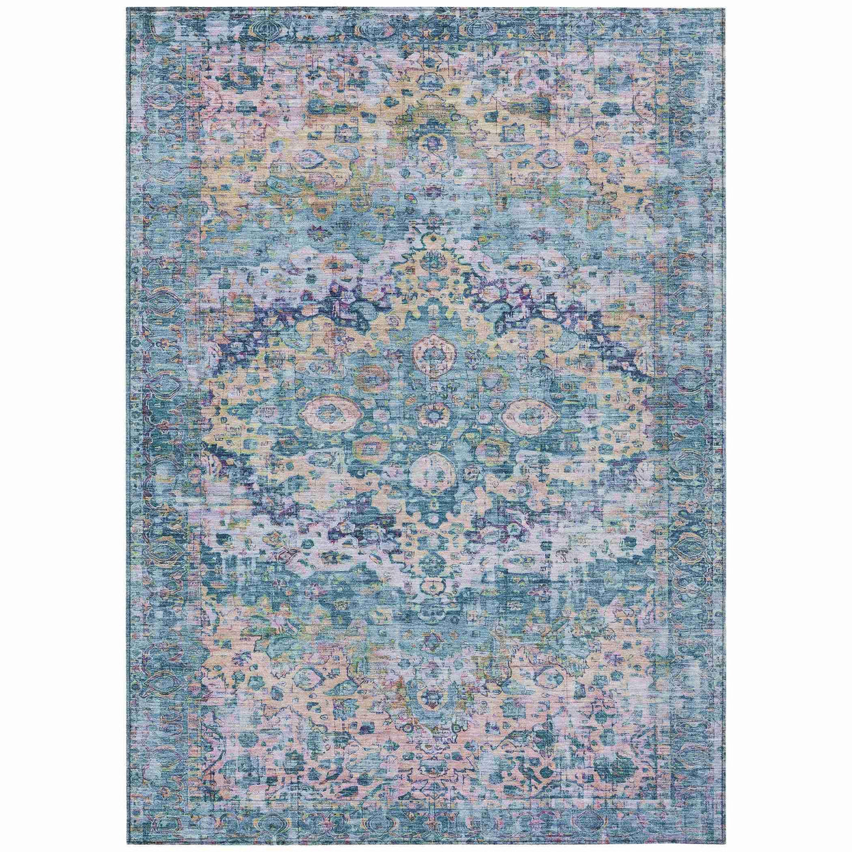 Jaelien Denim Washable Indoor-Outdoor Rug