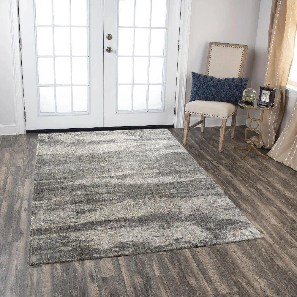 Atum Abstract Gray Large Area Rugs For Living Room -- gray