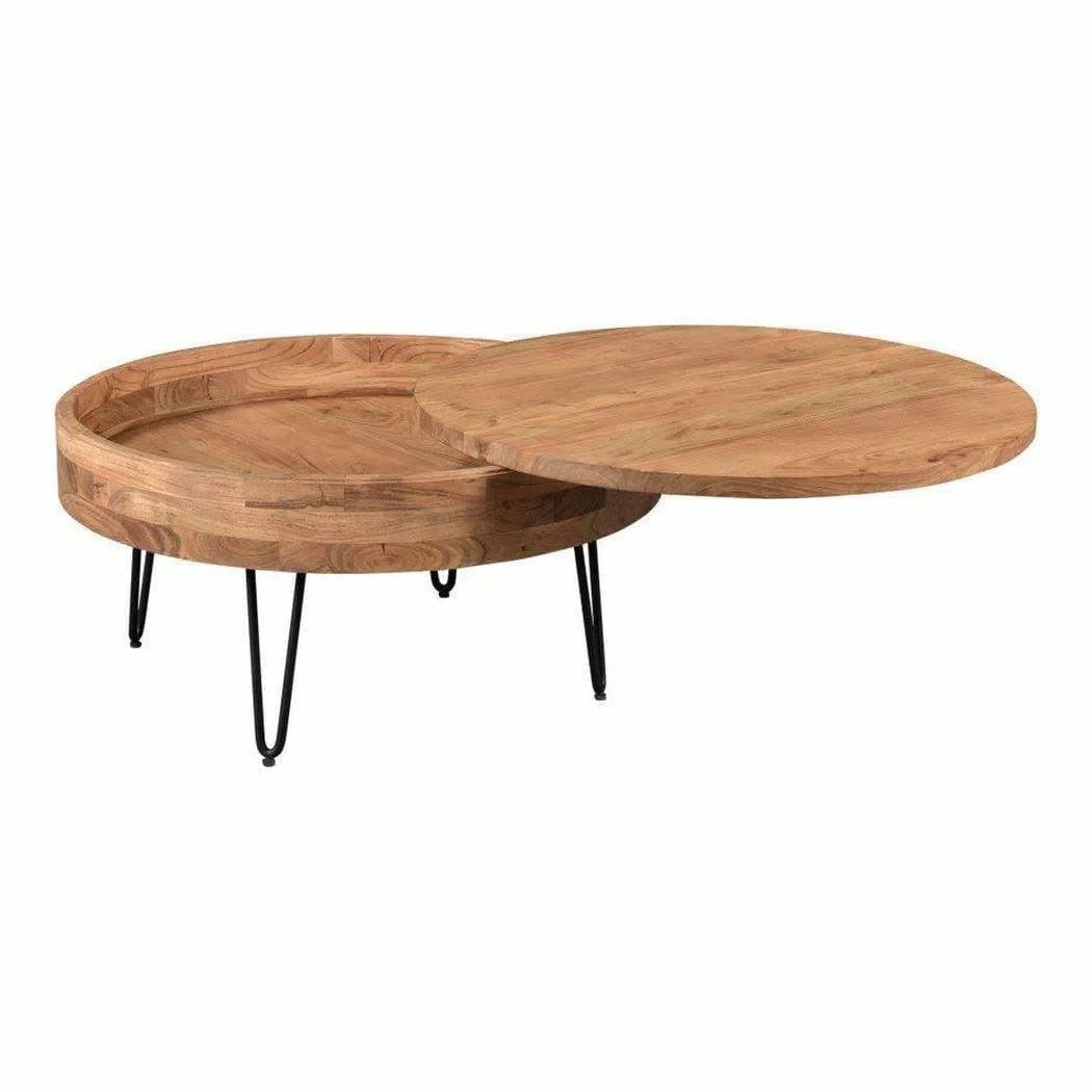 31 Inch Storage Coffee Table Natural Mid-Century Modern Coffee Tables LOOMLAN By Moe's Home