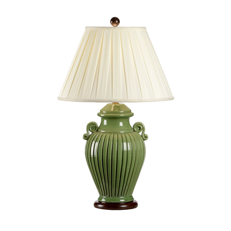 Wildwood Fluted Jar Green Ceramic Made Vase Table Lamp