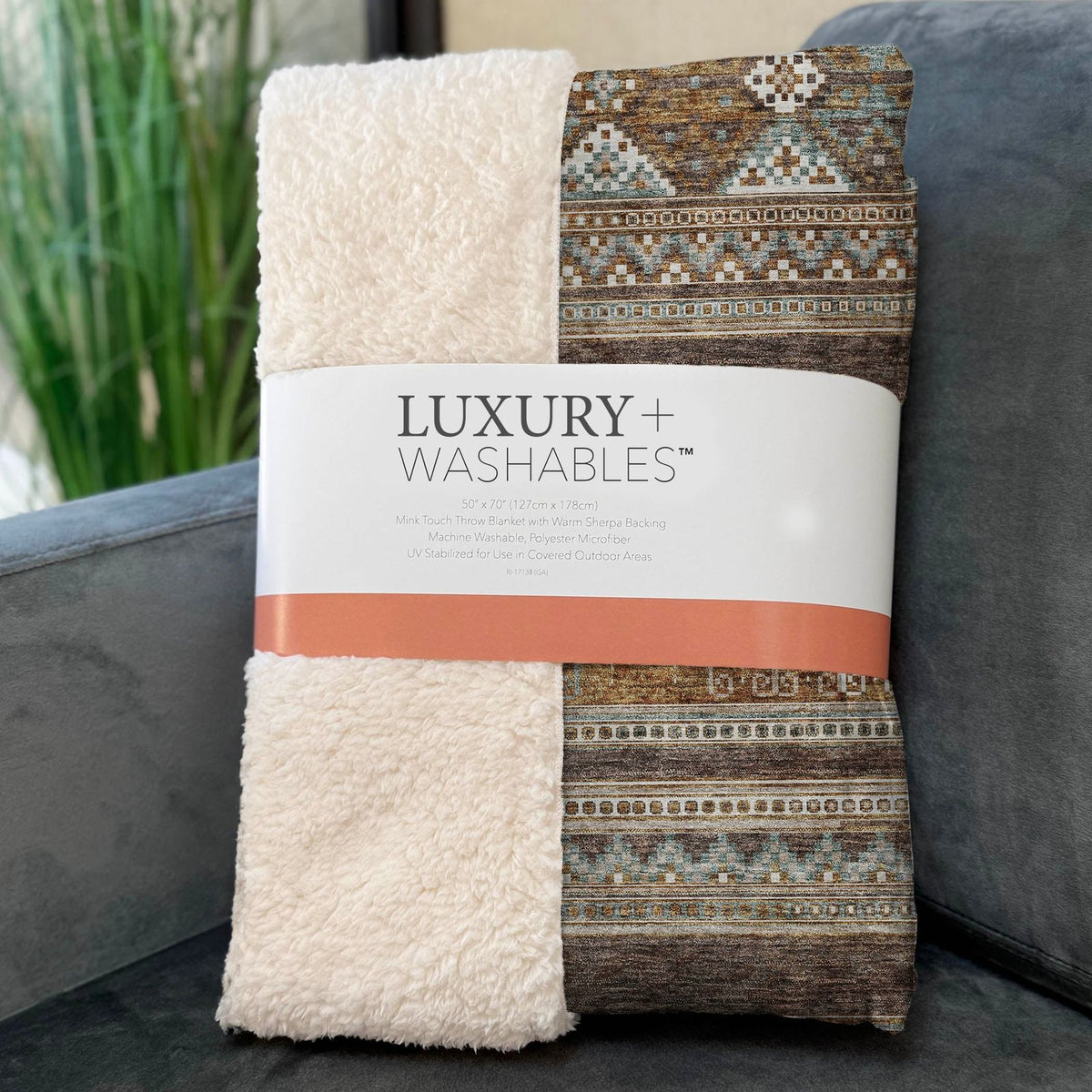 Southwest Brown Washable Indoor-Outdoor Rug