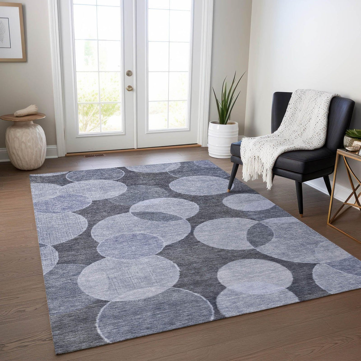 Jaelanor Blue Washable Indoor-Outdoor Rug -- blue