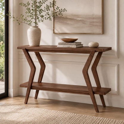 Stratton Wood Brown Sofa Table - Heirloom Quality Wood - view 3