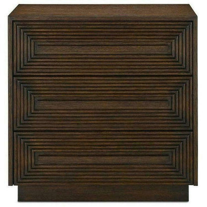32" Brown Carved Morombe Distressed Cocoa Chest Cabinet Accent Cabinets Sideboards and Things By Currey & Co