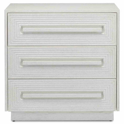 32" Ceruse White Carved Morombe Whitewashed Chest Cabinet Accent Cabinets Sideboards and Things By Currey & Co