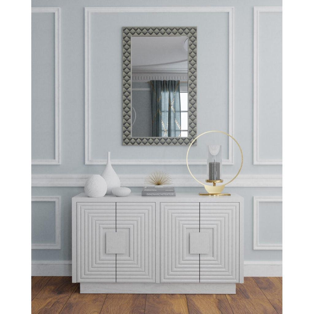 32" Ceruse White Carved Morombe Whitewashed Chest Cabinet Accent Cabinets Sideboards and Things By Currey & Co