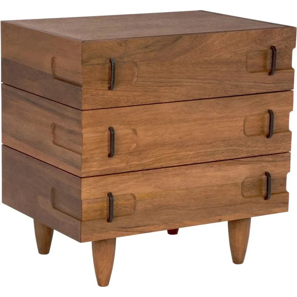 Noir David Three Drawers Side Table