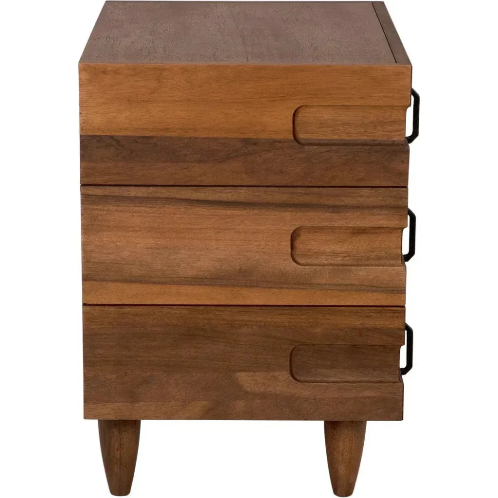 Noir David Three Drawers Side Table
