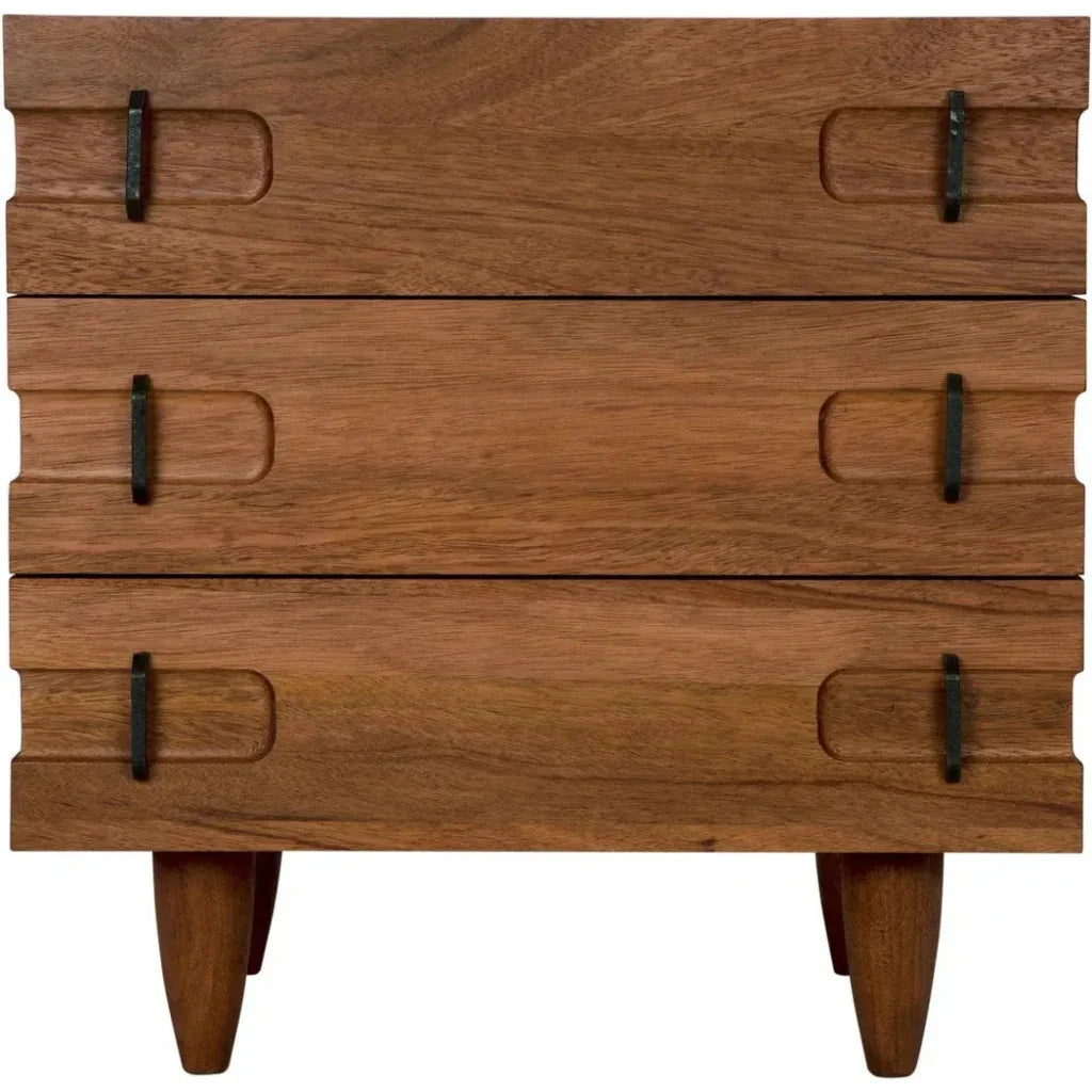 Noir David Three Drawers Side Table