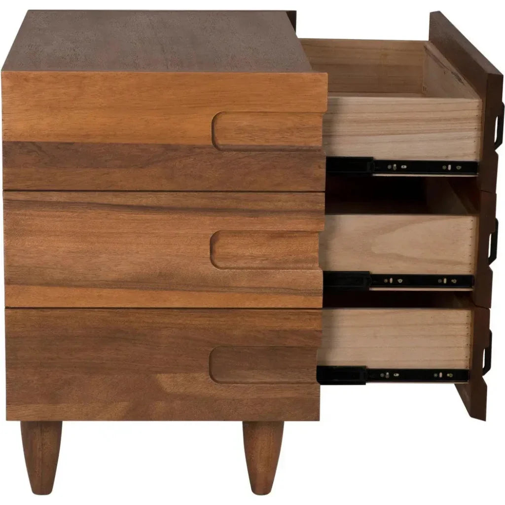 Noir David Three Drawers Side Table