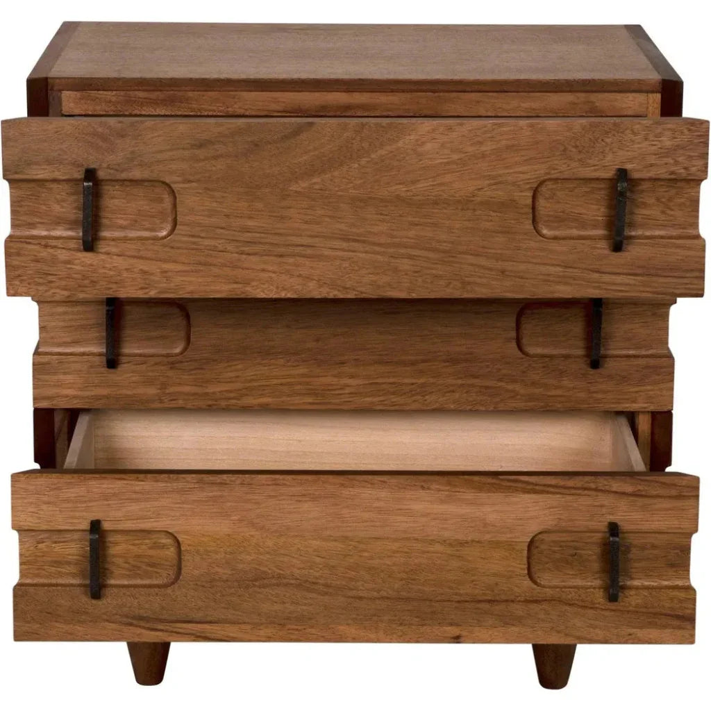 Noir David Three Drawers Side Table