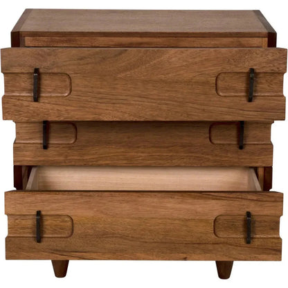 Noir David Three Drawers Side Table